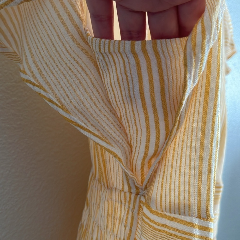 Lane Bryant Yellow White V-Neck Short Sleeve Tiered Midi Dress Size 16 - Picture 7 of 12